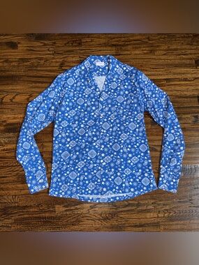 Rhude Blue Paisley Bandana Long-Sleeve Button-Up Shirt Size Medium